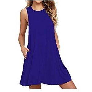 Royal blue summer dress with pockets